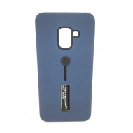 Capa Silicone Dura Kickstand Com Alça De Dedo Samsung Galaxy A8 2018 A530 Azul